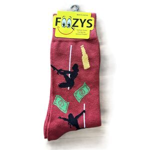 NWT Foozys Red Stripper Pole Dancers Novelty Socks Men's One Size